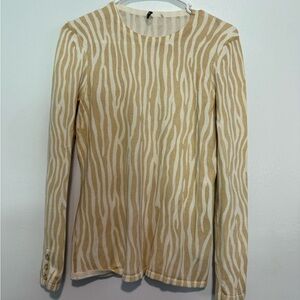 J.McLaughlin Anilee  Sweater Cream with Tan and Gray Stripes (Chest-34'')